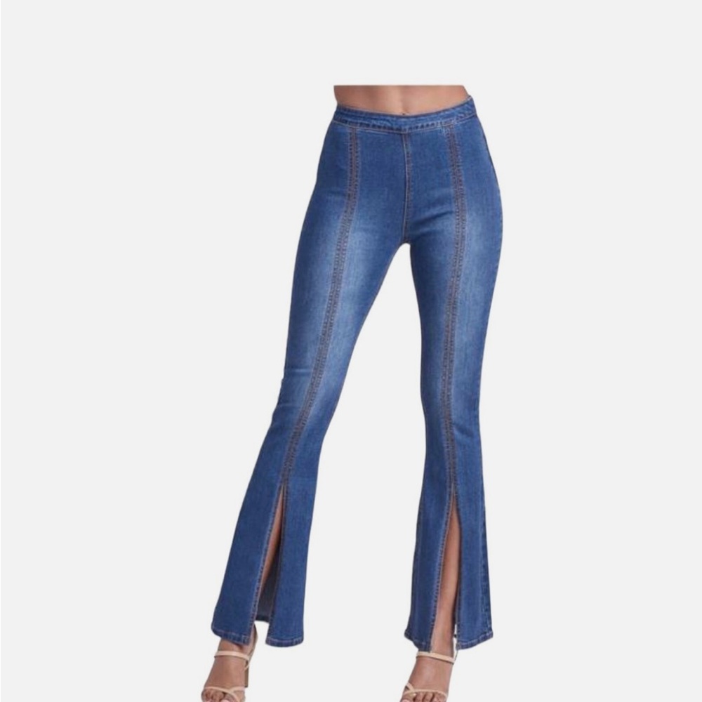 Venus Slit Bootcut Jeans Size 16–Medium/Dark Wash,Flat Front Panels, Side Zipper - Picture 2 of 12